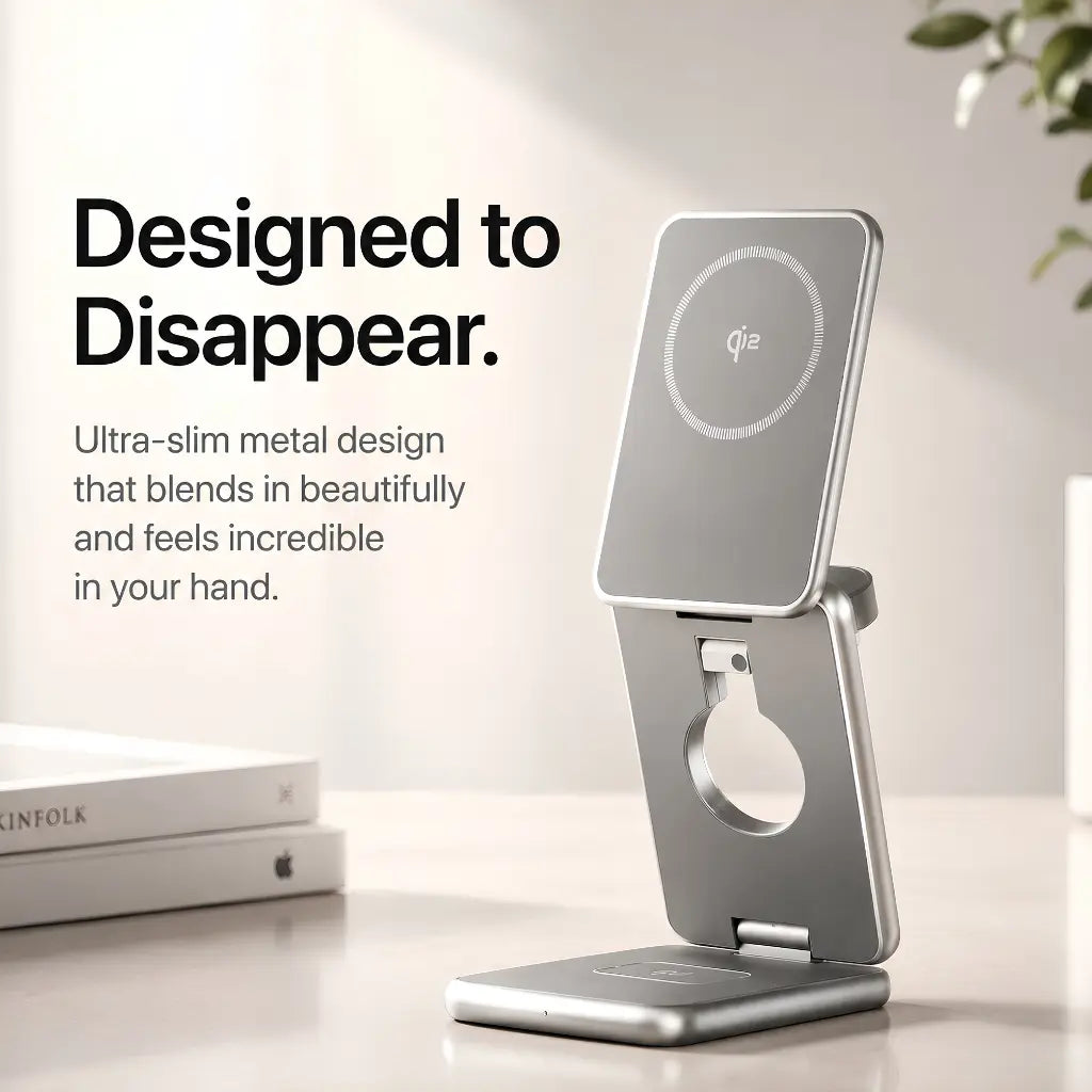 Qi2 15W wireless iPhone charger with magnetic snap-on alignment