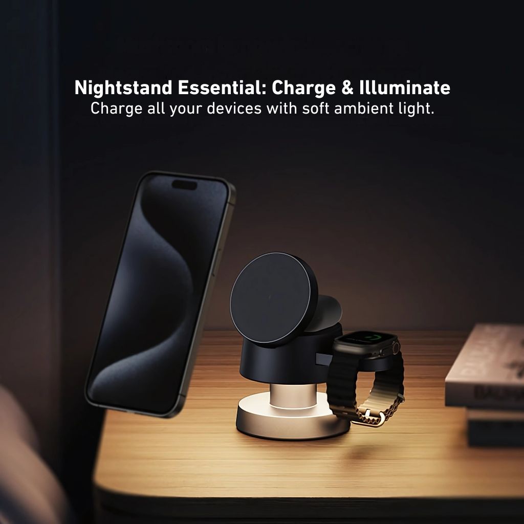 3 in 1 Magnetic Charger with Ambient Light for Apple