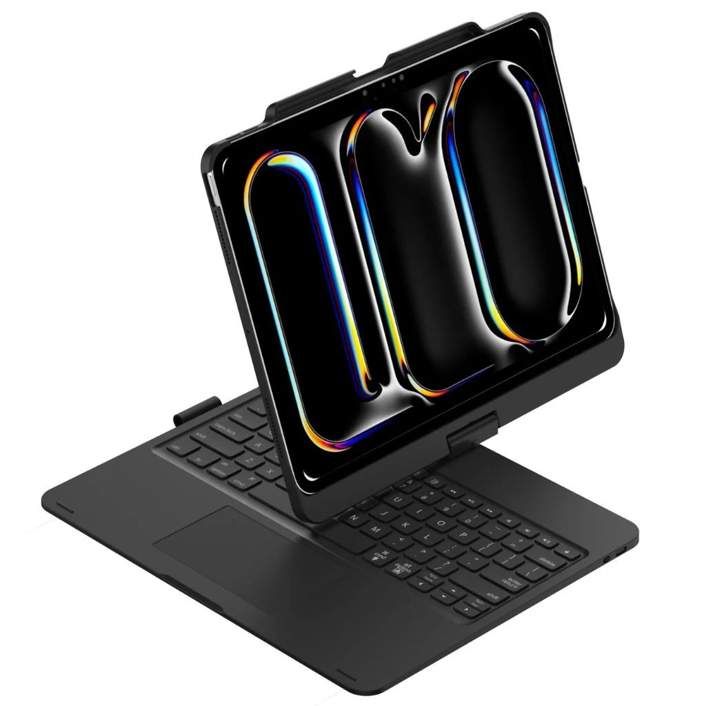 Midnight Black rotating tablet keyboard case shown from a product angle #color_Midnight Black