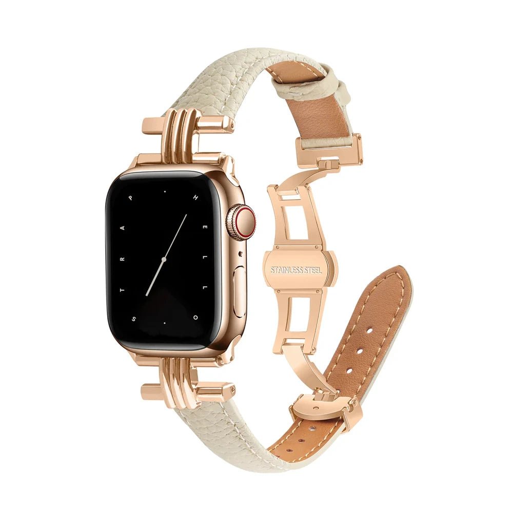 Women’s Genuine Leather & Stainless Steel Band for Apple Watch